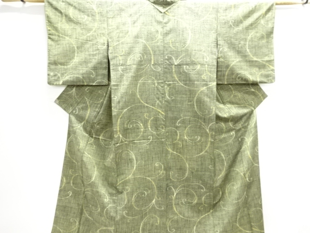 JAPANESE KIMONO / TSUMUGI / WOVEN KARAKUSA PATTERN